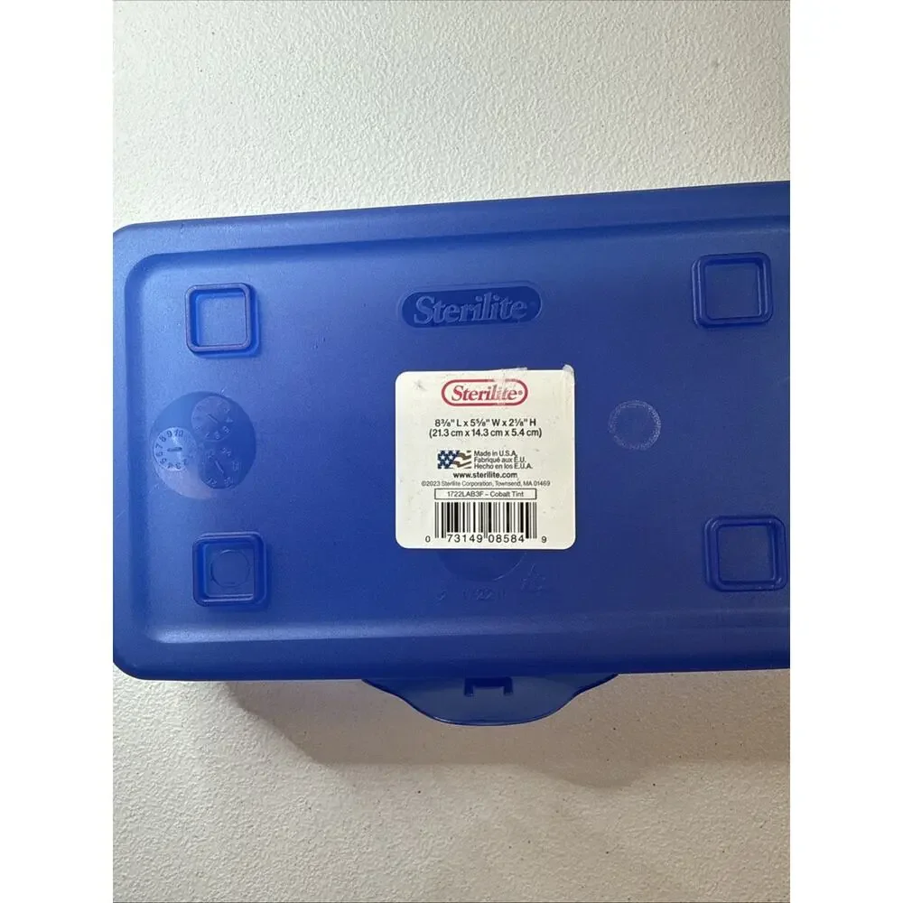 Sterilite Small Pencil Boxes Blue Plastic Supply Case Snap Lid 2 Pack